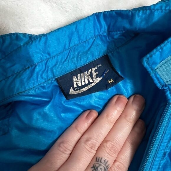 Nike women vintage 80s windbreaker jacket coat lightweight blue - Picture 6 of 12
